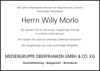 Anzeige von Willy Morlo von MGO