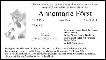 Anzeige von Annemarie Först von MGO