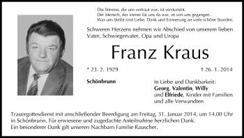 Anzeige von Franz Kraus von MGO