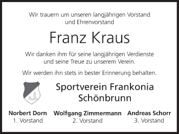 Anzeige von Franz Kraus von MGO