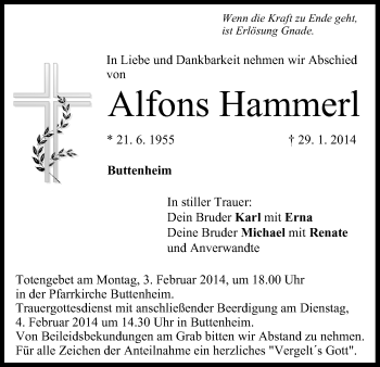 Anzeige von Alfons Hammerl von MGO