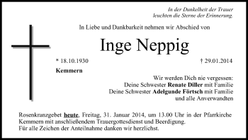 Anzeige von Inge Neppig von MGO