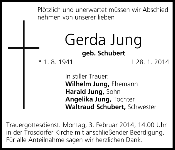 Anzeige von Gerda Jung von MGO