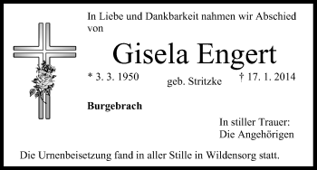 Anzeige von Gisela Engert von MGO