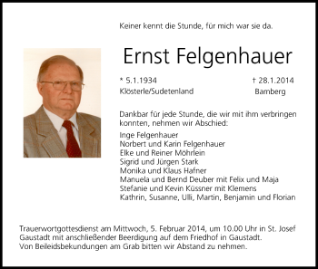 Anzeige von Ernst Felgenhauer von MGO