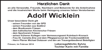Anzeige von Adolf Wicklein von MGO