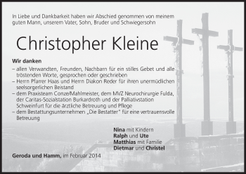 Anzeige von Christopher Kleine von MGO