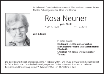 Anzeige von Rosa Neuner von MGO