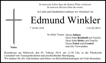 Anzeige von Edmund Winkler von MGO