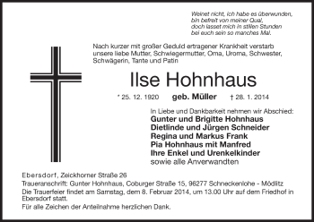 Anzeige von Ilse Hohnhaus von MGO