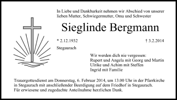 Anzeige von Sieglinde Bergmann von MGO
