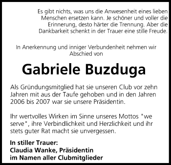 Anzeige von Gabriele Buzduga von MGO