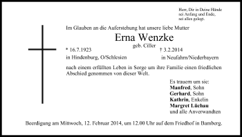 Anzeige von Erna Wenzke von MGO