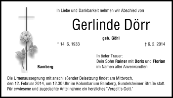 Anzeige von Gerlinde Dörr von MGO