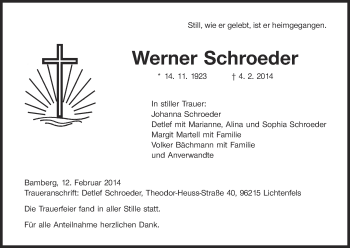 Anzeige von Werner Schroeder von MGO