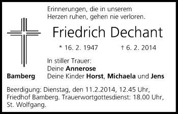 Anzeige von Friedrich Dechant von MGO