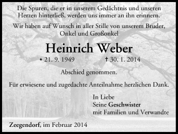 Anzeige von Heinrich Weber von MGO
