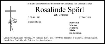 Anzeige von Rosalinde Spörl von MGO