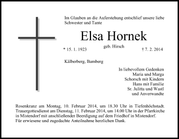 Anzeige von Elsa Hornek von MGO