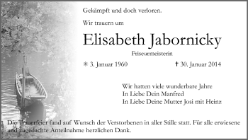 Anzeige von Elisabeth Jabornicky von MGO