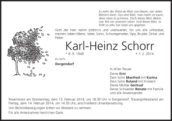 Anzeige von Karl-Heinz Schorr von MGO