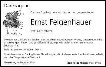 Anzeige von Ernst Felgenhauer von MGO
