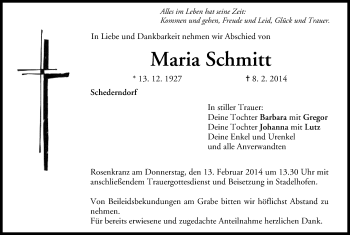 Anzeige von Maria Schmitt von MGO
