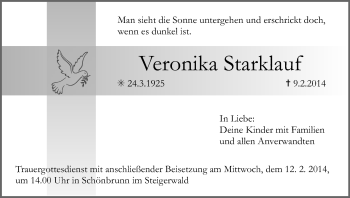 Anzeige von Veronika Starklauf von MGO