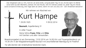 Anzeige von Kurt Hampe von MGO