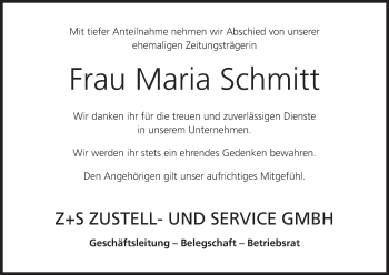 Anzeige von Maria Schmitt von MGO