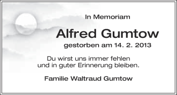 Anzeige von Alfred Gumtow von MGO
