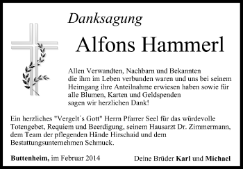 Anzeige von Alfons Hammerl von MGO