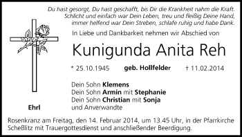 Anzeige von Kunigunda Anita Reh von MGO