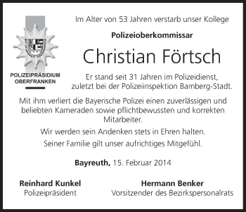 Anzeige von Christian Förtsch von MGO