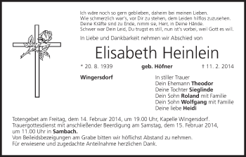 Anzeige von Elisabeth Heinlein von MGO