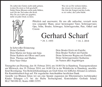 Anzeige von Gerhard Scharf von MGO
