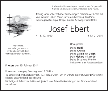 Anzeige von Josef Ebert von MGO