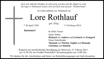 Anzeige von Lore Rothlauf von MGO