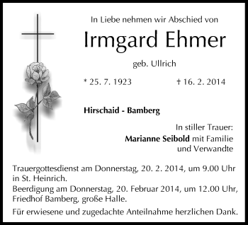 Anzeige von Irmgard Ehmer von MGO