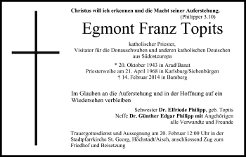 Anzeige von Egmont Franz Topits von MGO