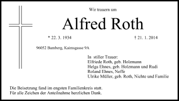 Anzeige von Alfred Roth von MGO