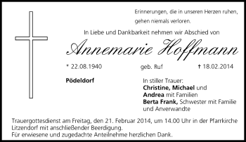 Anzeige von Annemarie Hoffmann von MGO