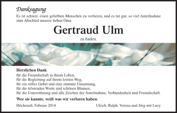 Anzeige von Gertraud Ulm von MGO