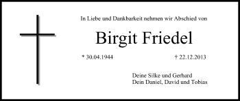 Anzeige von Birgit Friedel von MGO