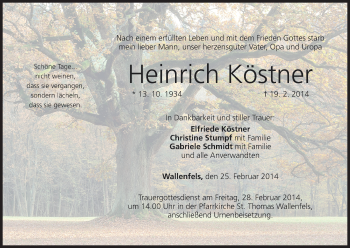 Anzeige von Heinrich Kästner von MGO