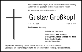 Anzeige von Gustav Großkopf von MGO