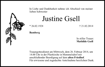 Anzeige von Justine Gsell von MGO