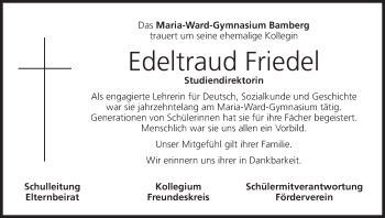 Anzeige von Edeltraud Friedel von MGO