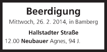 Anzeige von Beerdigung vom 26.02.2014 von MGO