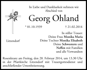 Anzeige von Georg Ohland von MGO